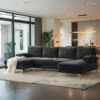 110" Large U-Shape Sectional Sofa Couch with 51" D Double Chaise, Modern Sectional Couch Set with 5.9" Thickness Seating Padding
